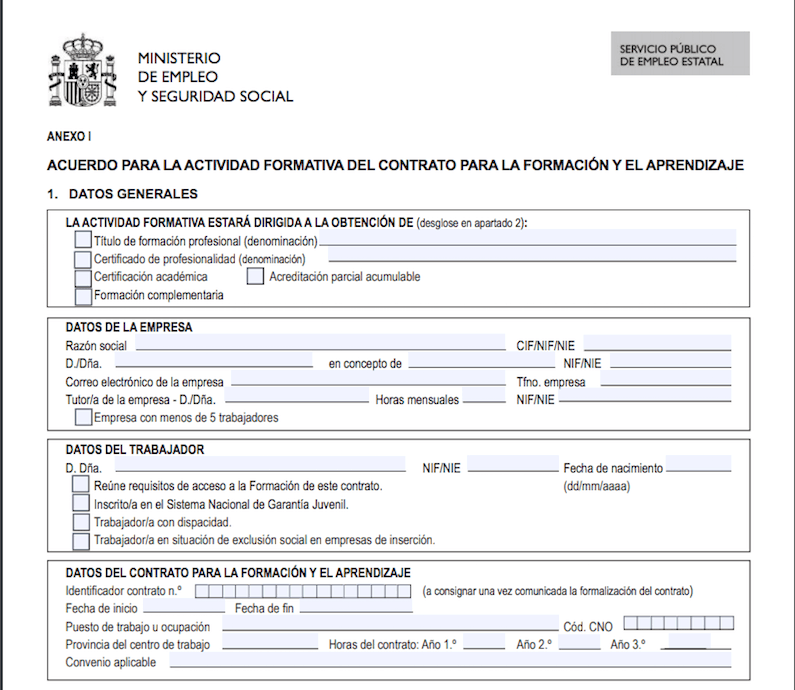 El Anexo formativo debe enviarse al inicio del contrato de formación