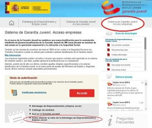 acceso empresas formulario Garantía Juvenil