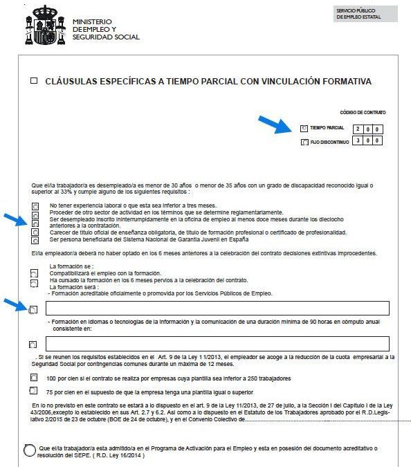 ¿Cómo se hace un contrato a tiempo parcial con vinculación formativa?