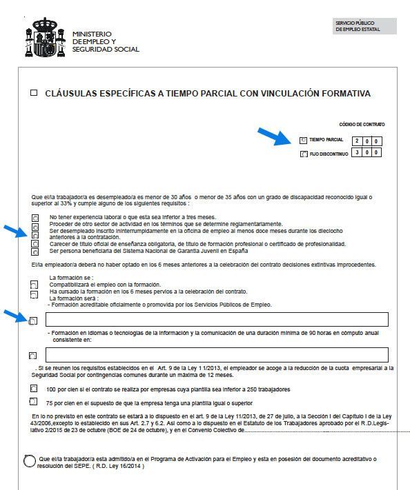 ¿Cómo se hace un contrato a tiempo parcial con vinculación formativa?