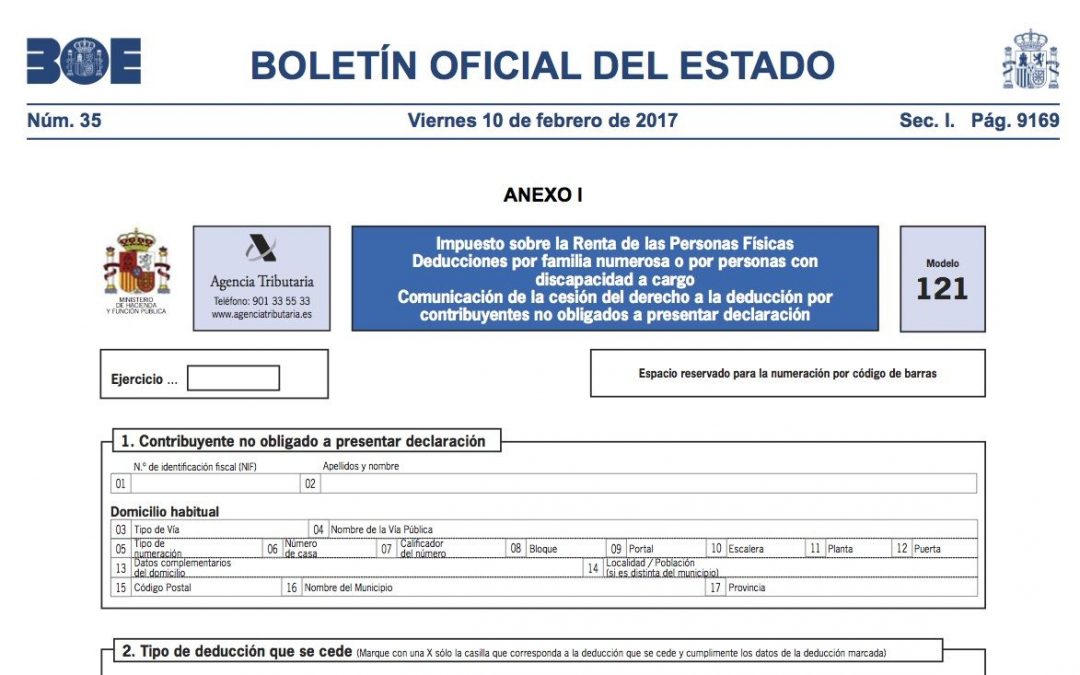 Nuevos modelos para regularizar la ayuda de IRPF para familias numerosas