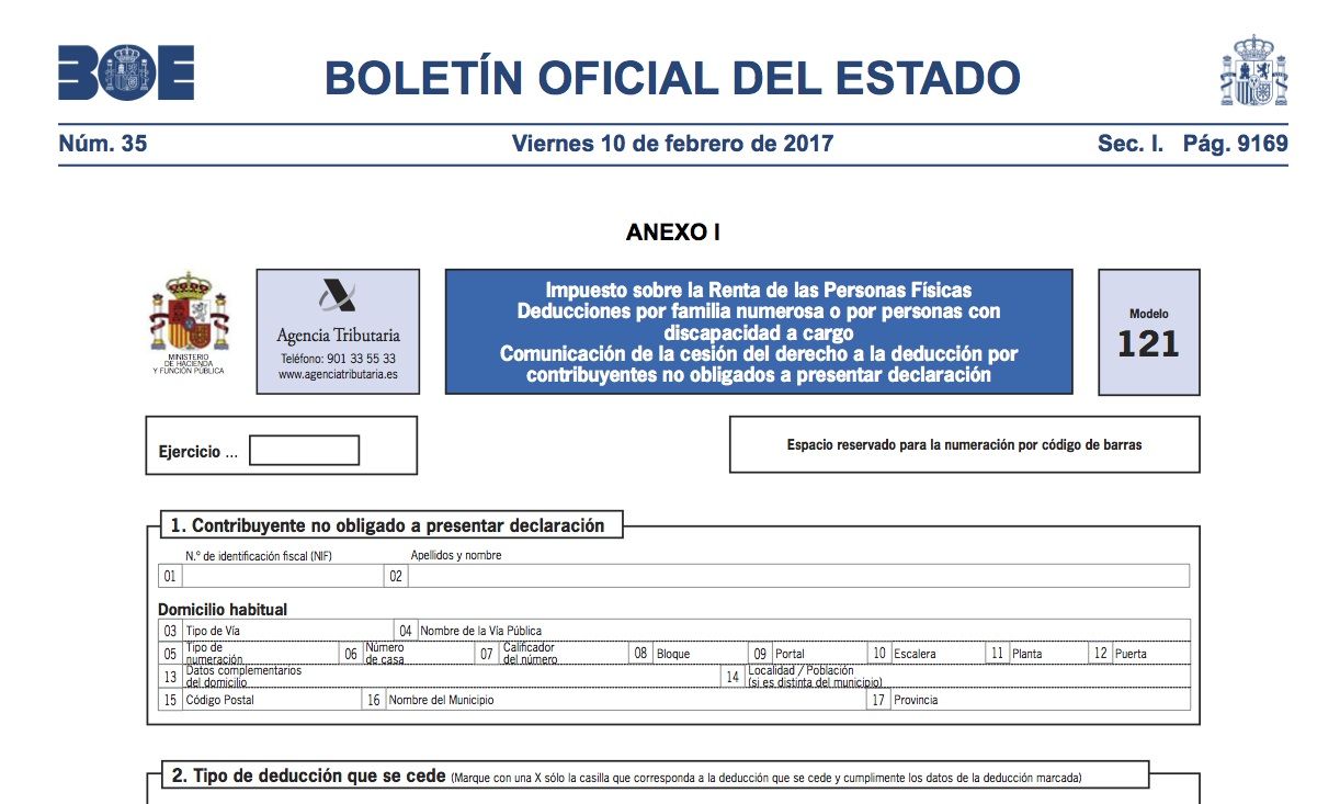 Modelos para regularizar la ayuda en IRPF para familias numerosas