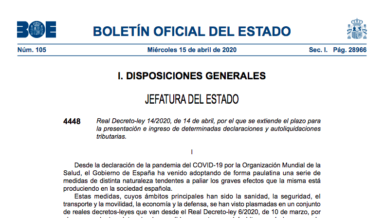 Se confirma el aplazamiento para la presentar impuestos hasta mayo