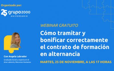 Webinar gratuito Cómo tramitar y bonificar correctamente el contrato de formación en alternancia