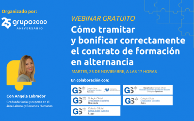 Webinar gratuito Cómo tramitar y bonificar correctamente el contrato de formación en alternancia